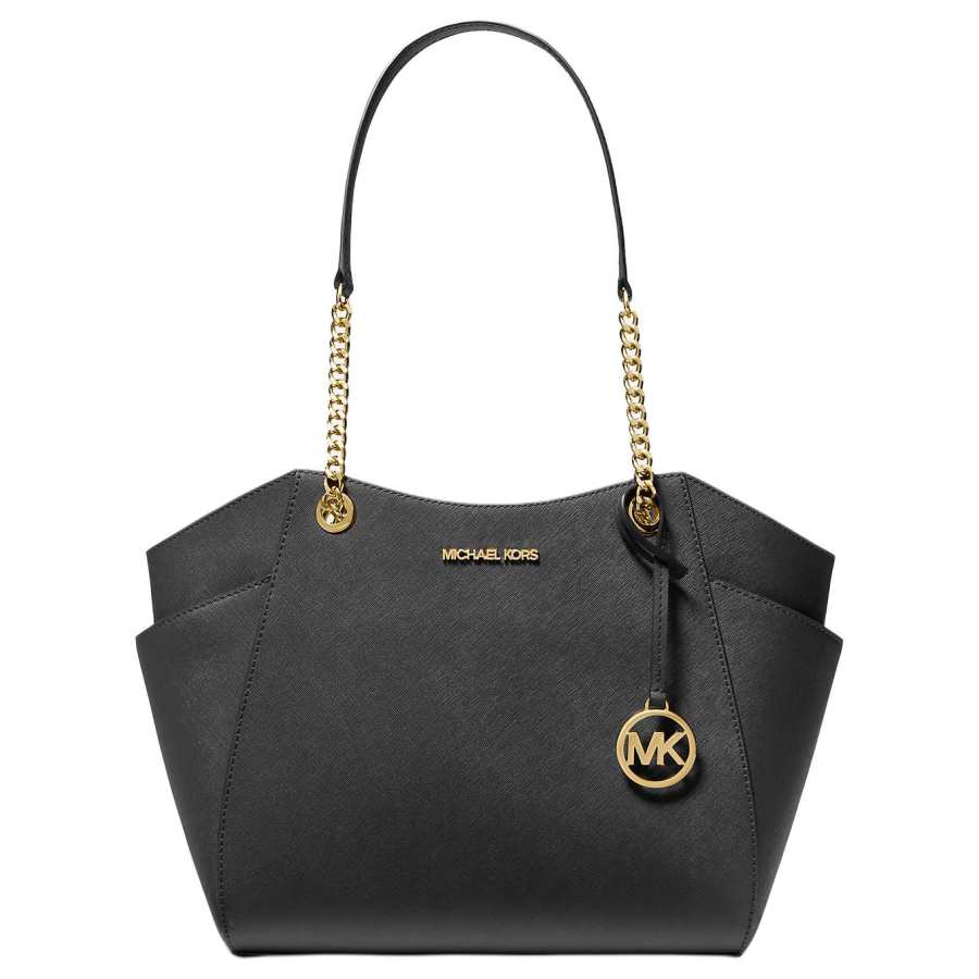 MICHAEL KORS Jet Set Cow Leather Handbag, Shoulder Bag Regular Women's Pure Black