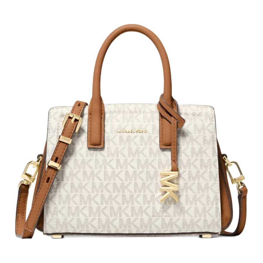 MICHAEL KORS Laila Artificial Leather Handbag Mini Women's Vanilla White & Acorn Brown