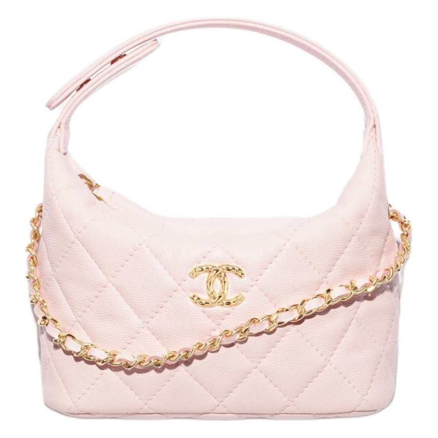 CHANEL 26C Grain Cow Leather Material Gold Metal Lunch Bag, Crossbody Handbag Women's Light Pink