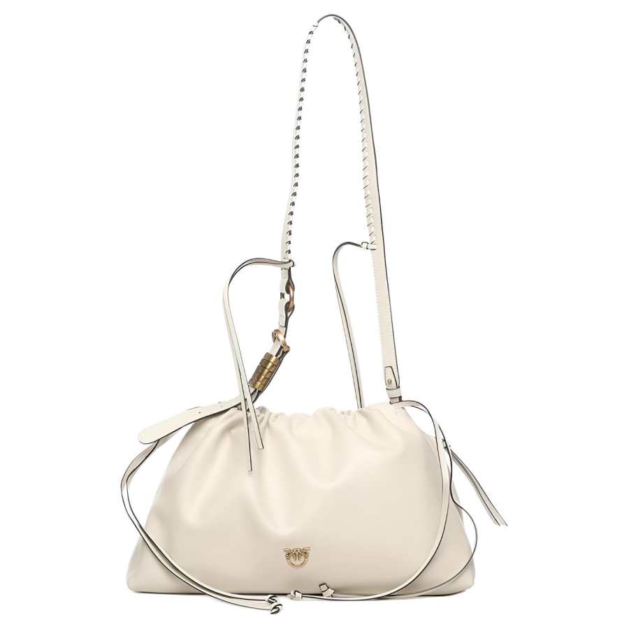 PINKO Cow Leather Shoulder Bag Large Women's White