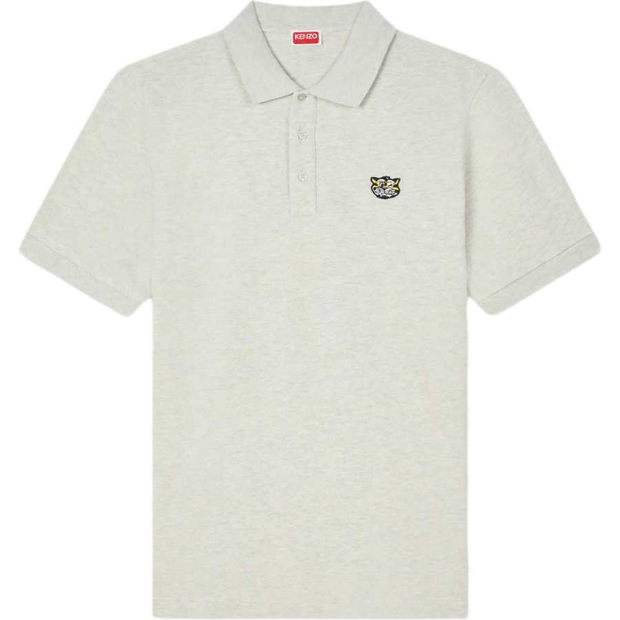 KENZO Polo Shirts Men's Light Gray Polo Collar Moderate