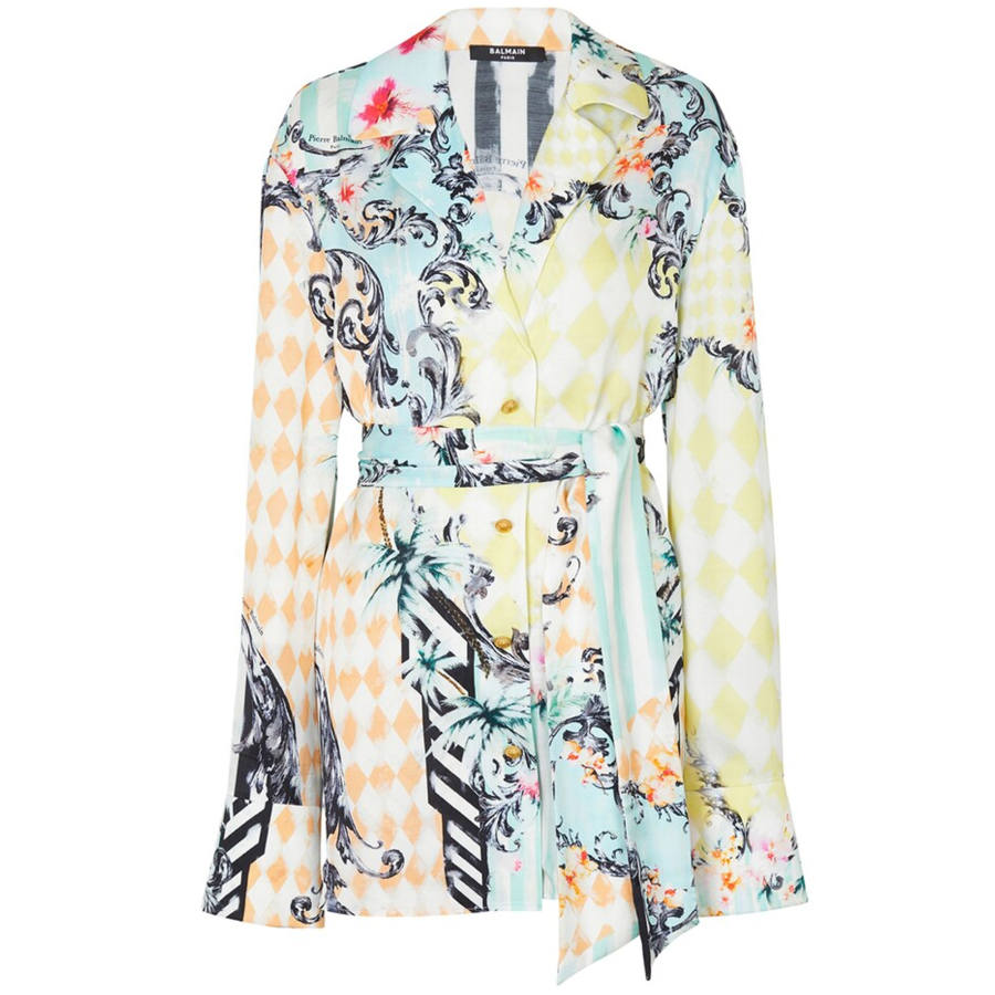 BALMAIN BALMAIN Baroque print Belted Shirt