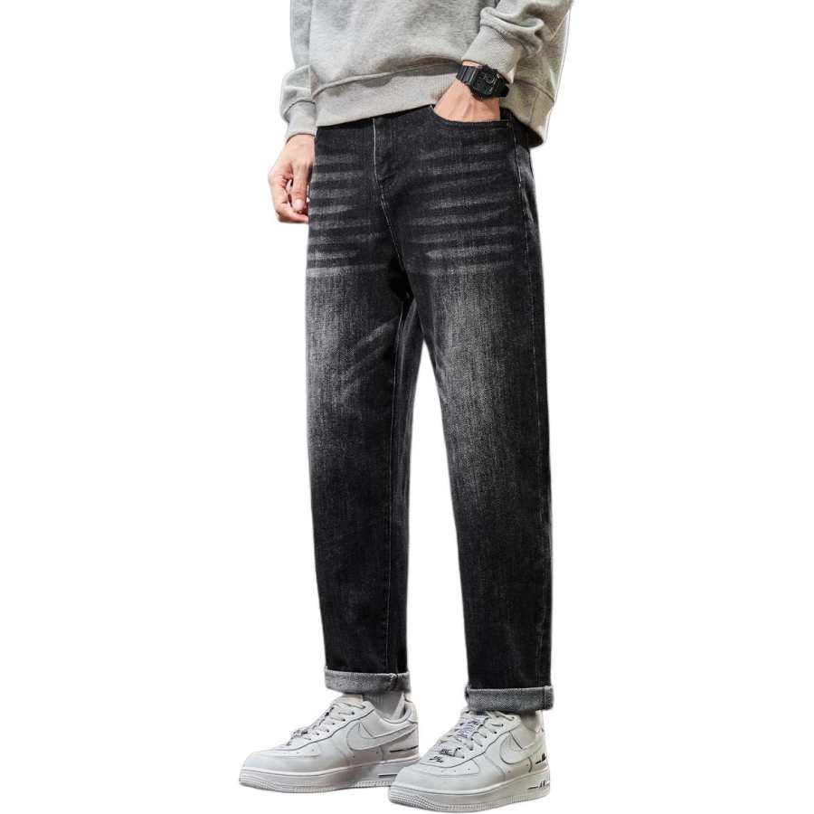 Tonlion Jeans Unisex Black Moderate Tapered Pants
