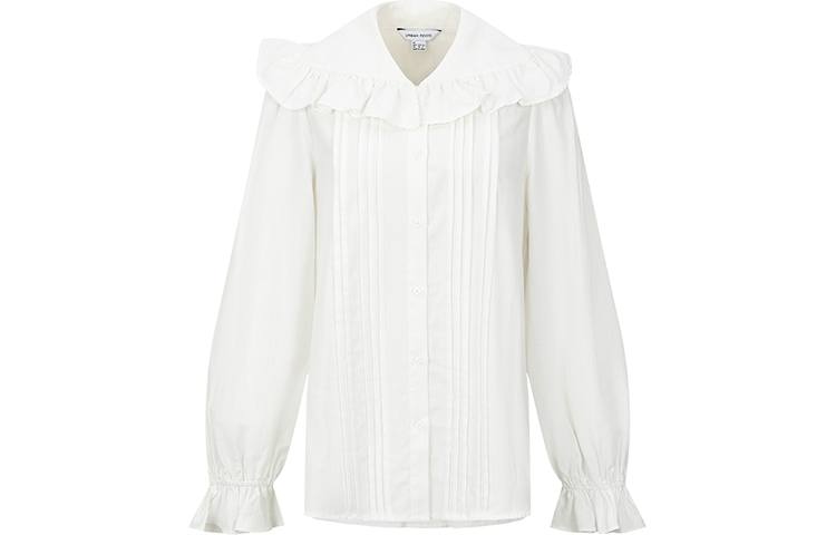 URBAN REVIVO Shirts Women's White Lapel Thin Shirt