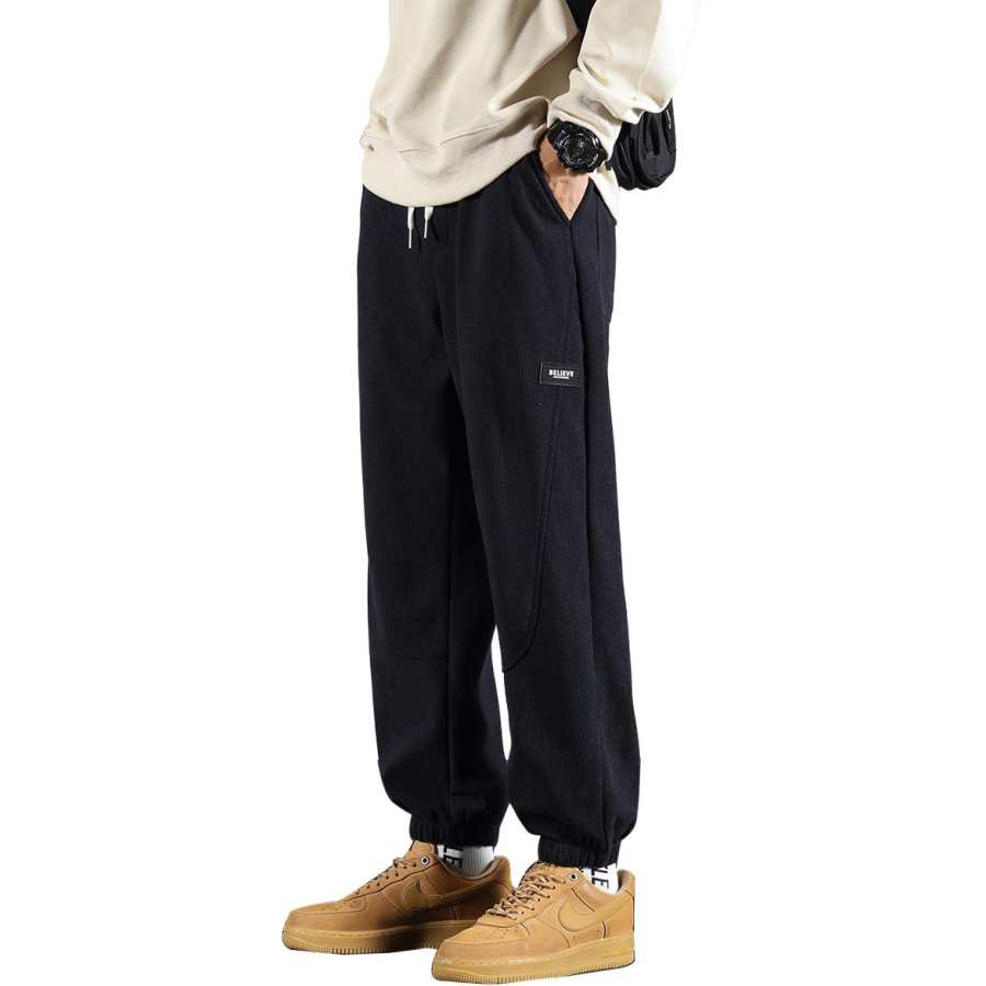 Tonlion Casual Pants Unisex Dark Gray Moderate Cuffed Pants