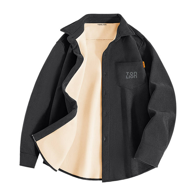 Tonlion Shirts Unisex Lapel Thickened And Fleece Lined Other