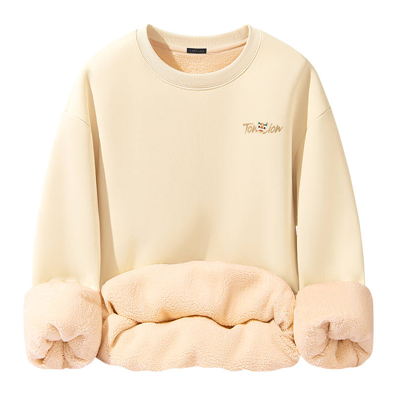 Tonlion Sweatshirts Unisex Crew Neck Thickened Regular