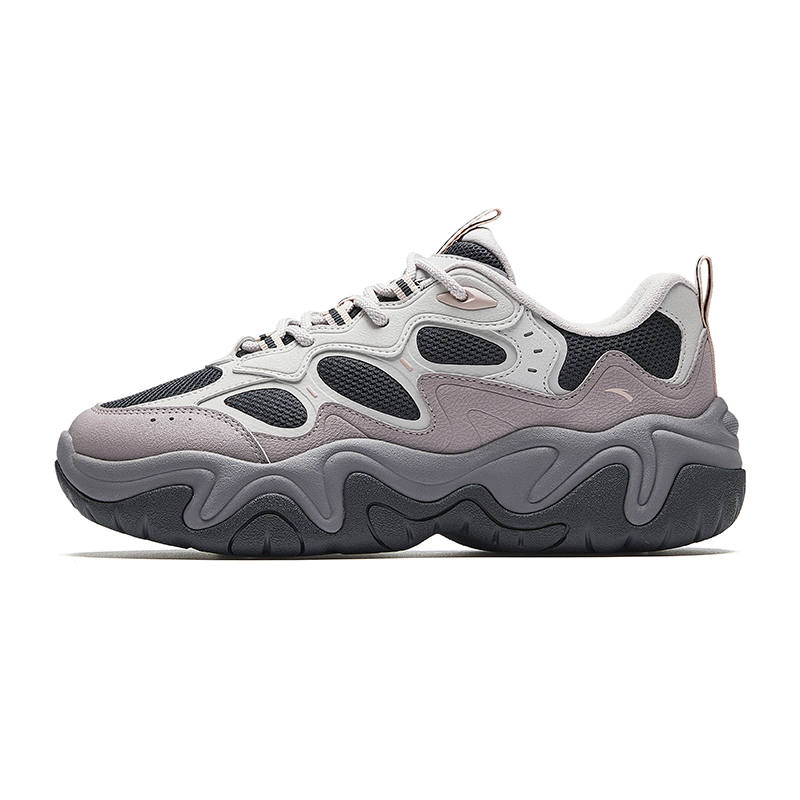 Anta Firefly Textile, Synthetic Leather Low top Chunky Sneakers Women's Koala Gray/Cumulus Gray/Magic Carpet Gray