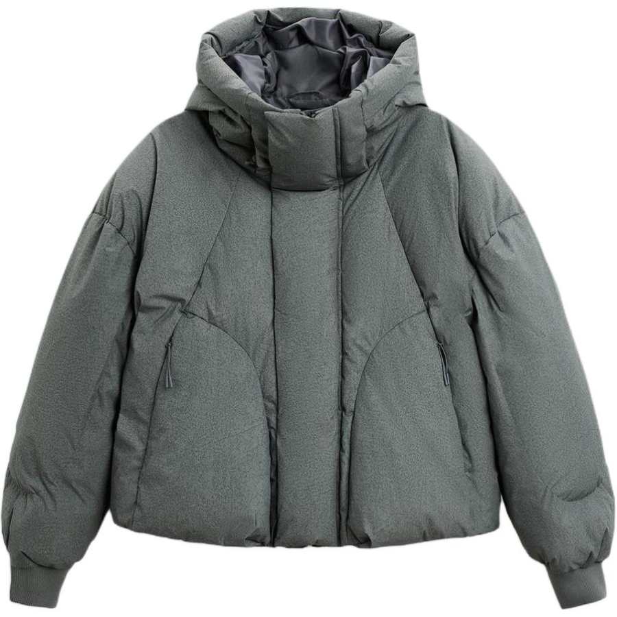 ZARA Puffer Jackets Men's Beige Hooded Detachable Moderate Puffer Jacket