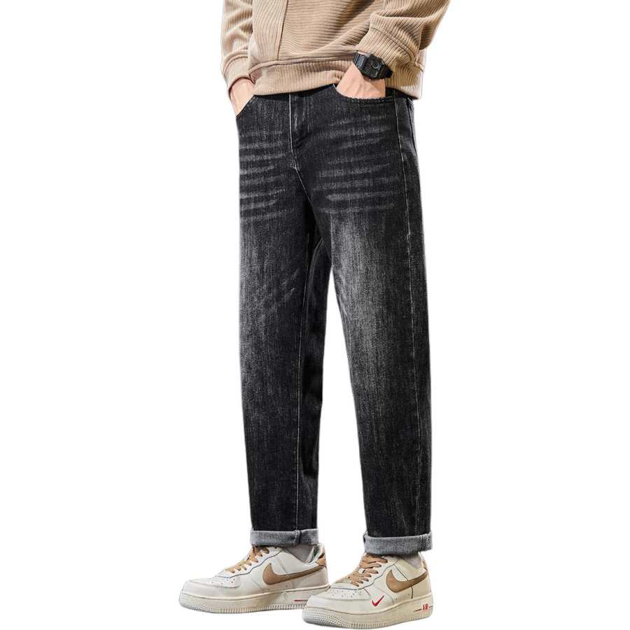 Tonlion Jeans Unisex Black Moderate Tapered Pants