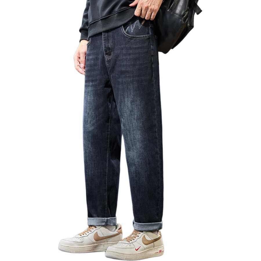 Tonlion Jeans Unisex Dark Blue Moderate Tapered Pants