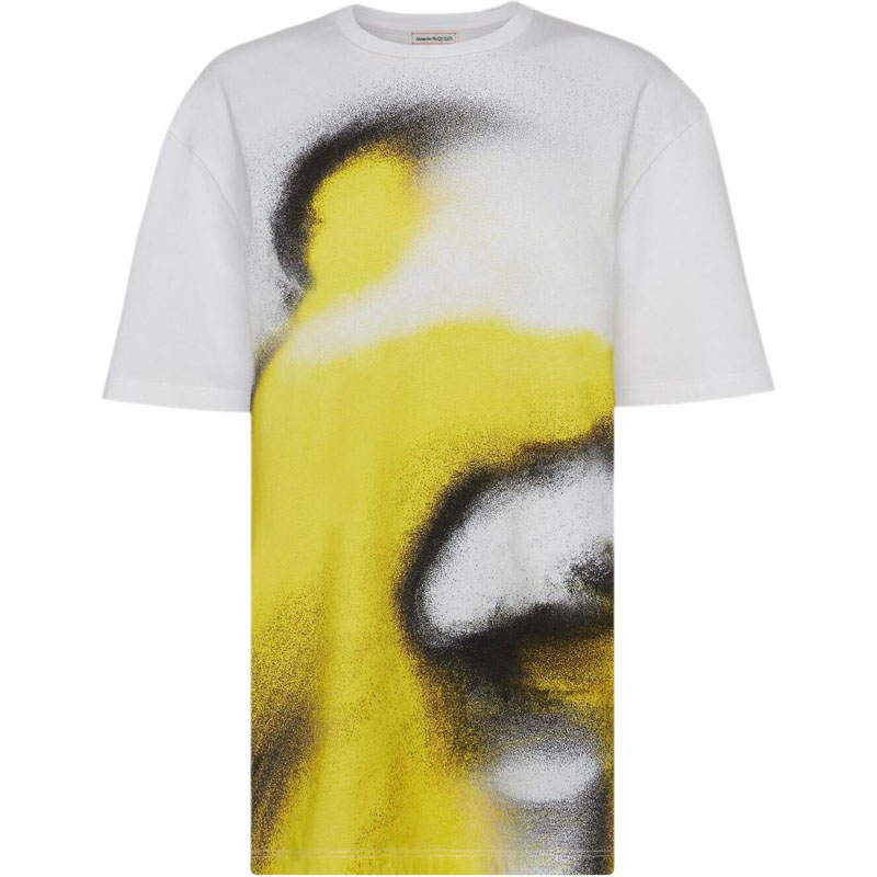 Alexander McQueen FW22 Drop Shoulder Sleeve T Shirt Women's Yellow White