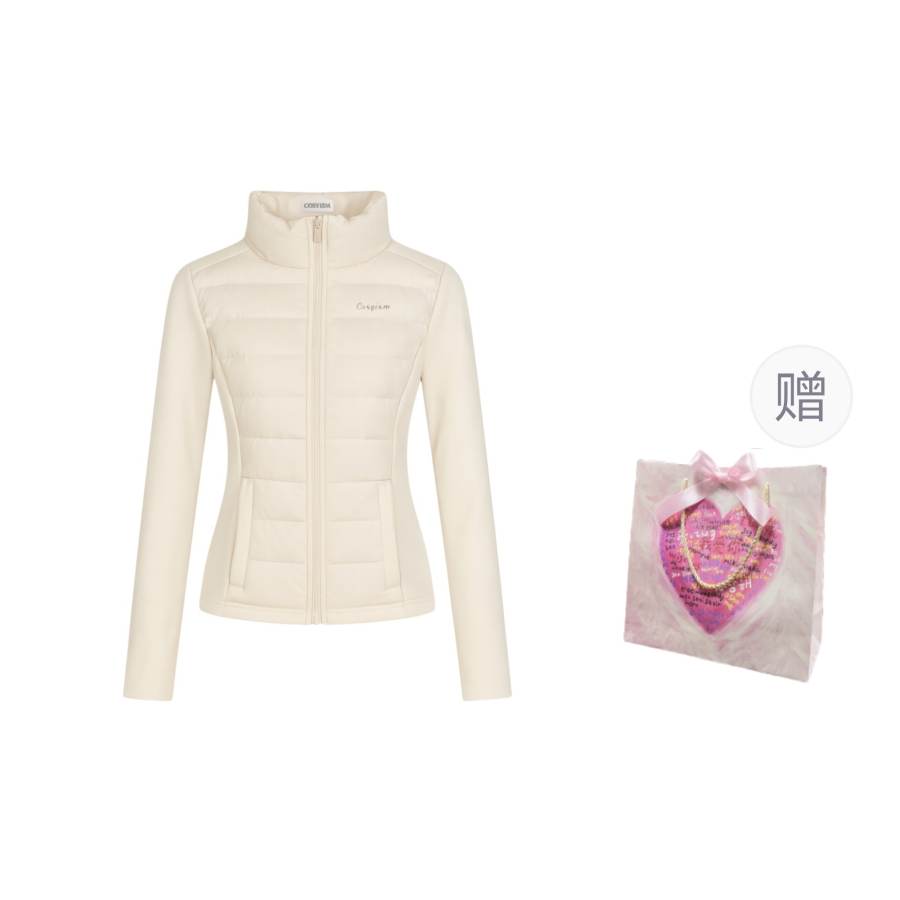Cosyism Puffer Jackets Women's Stand Collar Moderate Patchwork Puffer Jacket