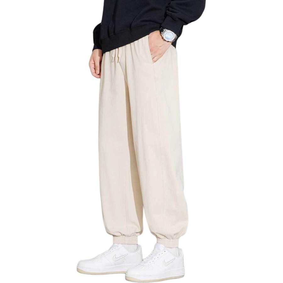 Tonlion Casual Pants Men's Apricot Moderate Harem Pants