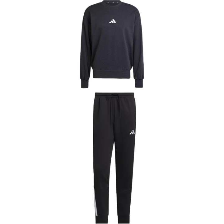 Adidas Adidas Sweatshirt Sets Men's Clothing Sets Black Top+Black Bottom Crew Neck Moderate