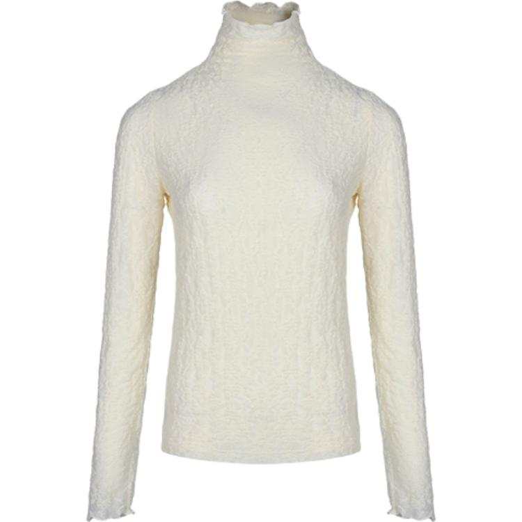 URBAN REVIVO T Shirts Women's Ecru Stand Collar Thin