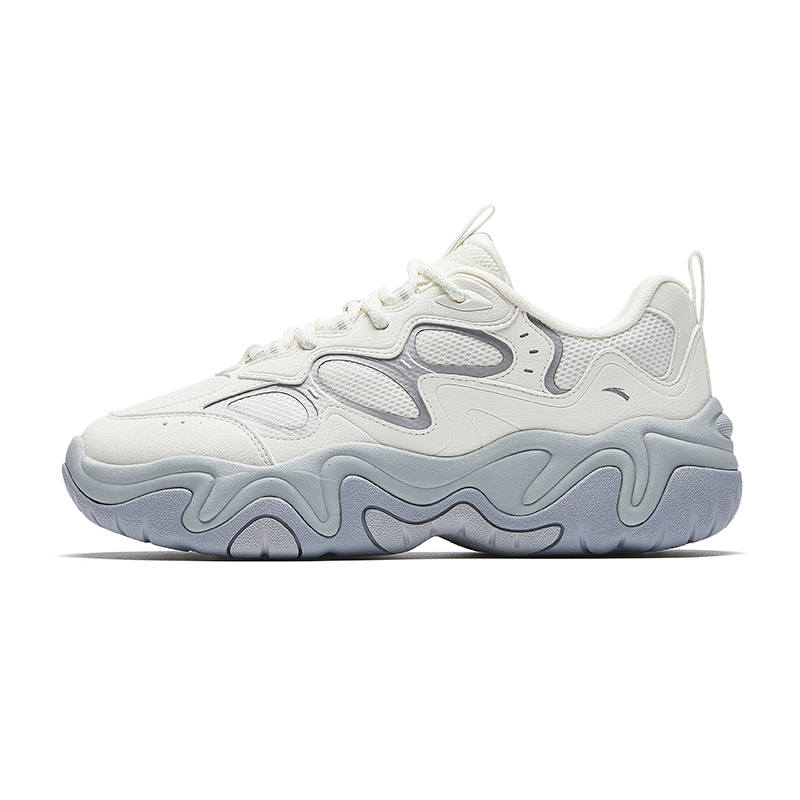 Anta Firefly Textile, Synthetic Leather Low top Chunky Sneakers Women's Ivory White/Silver