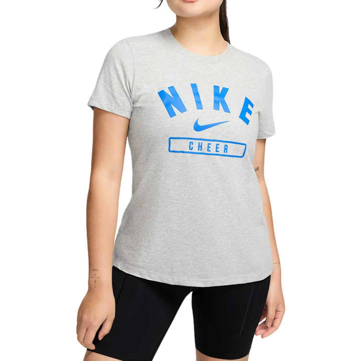 Nike Nike T Shirts Women's Dark Gray Blend/Royal Blue Crew Neck Moderate