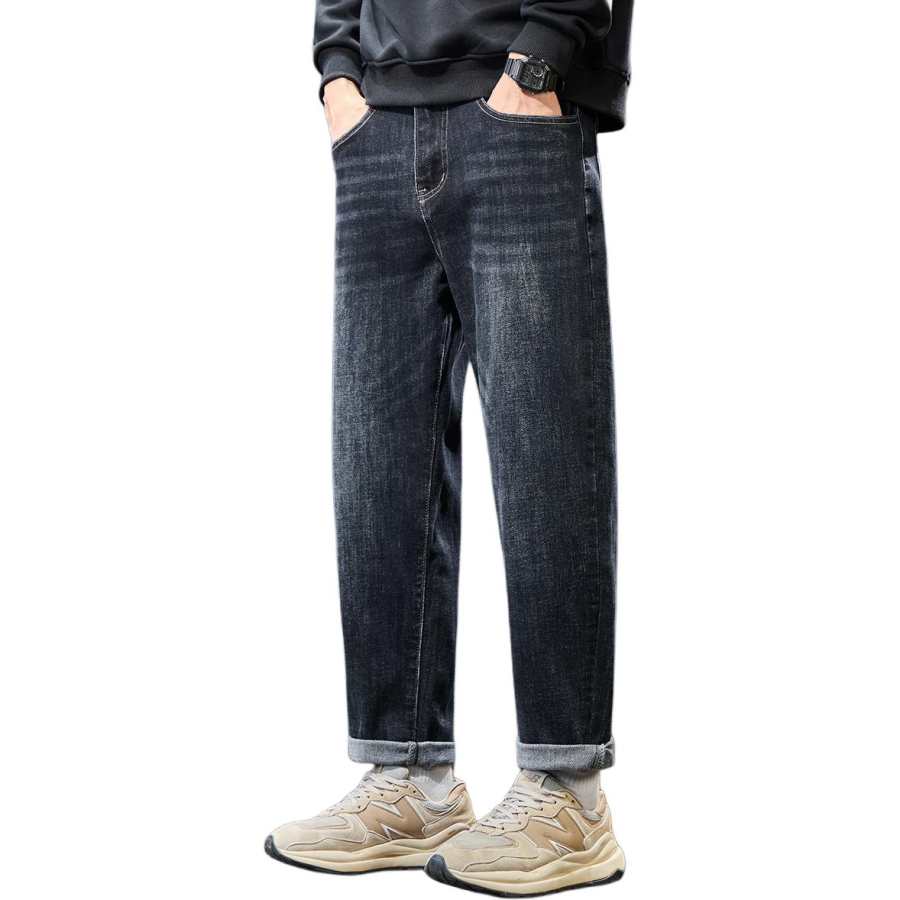 Tonlion Jeans Unisex Dark Blue Moderate Tapered Pants