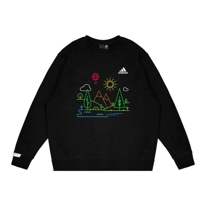 Adidas Adidas LABEL Sweatshirts Unisex Black Crew Neck Moderate Regular