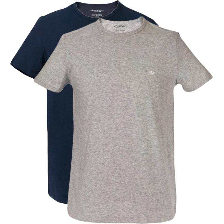 EMPORIO ARMANI SS24 T Shirt Men's 2 Pack Navy Blue Gray