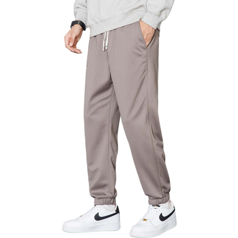 Tonlion Casual Pants Unisex Gray Tone Moderate Cuffed Pants