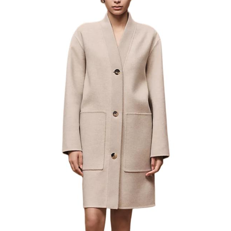 HERMES Coats Women's Natural Beige Moderate