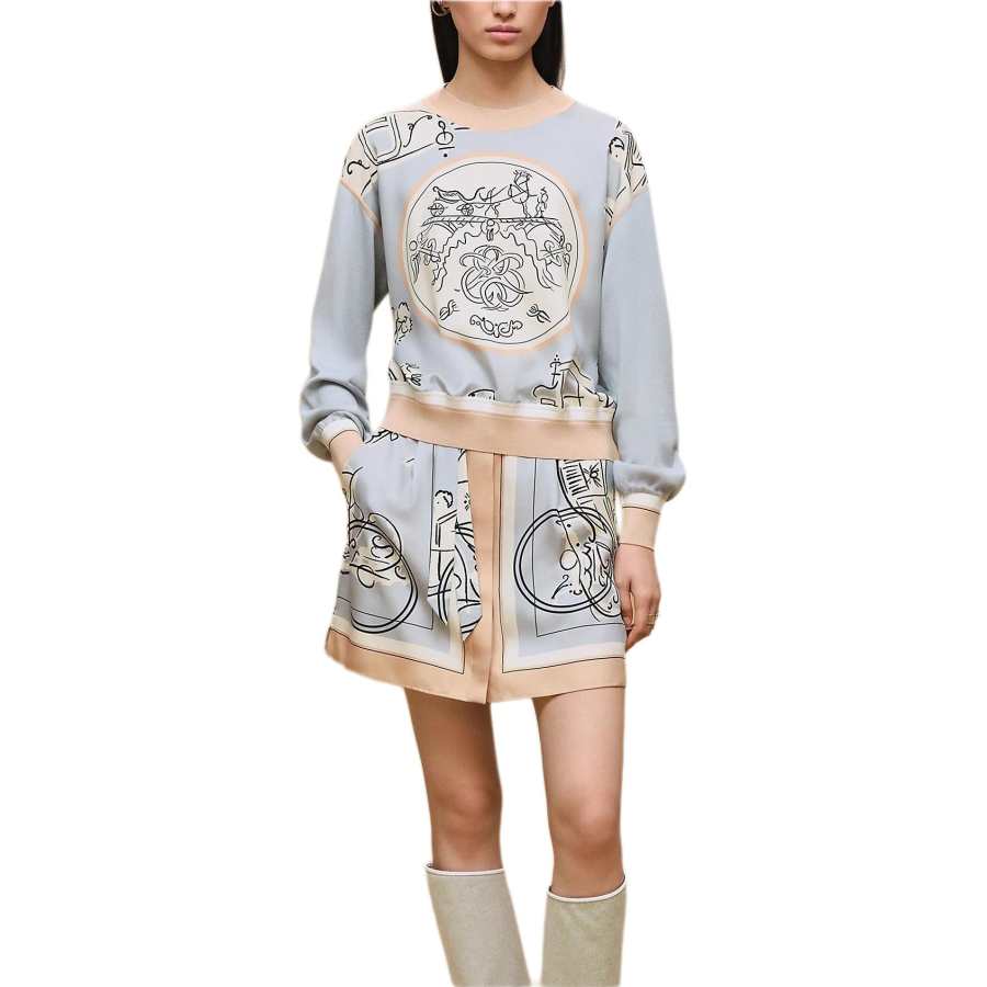 HERMES Knitwear Women's Light Blue Crew Neck Moderate Other