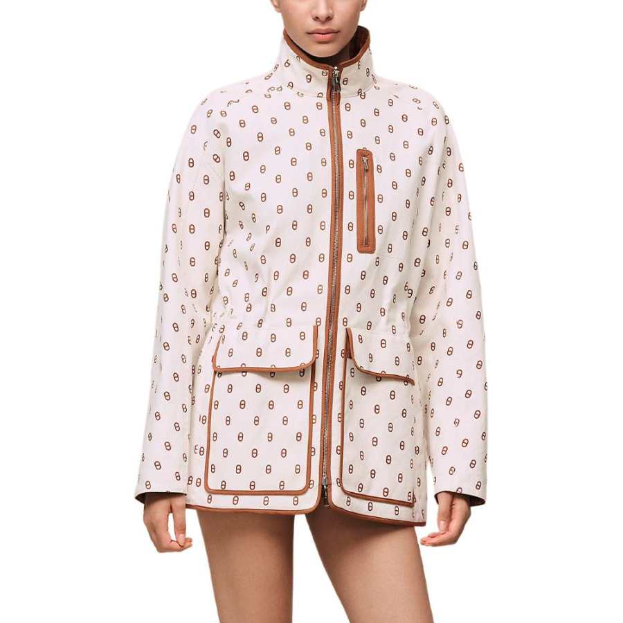 HERMES HERMES Jackets Women's Tan Turtleneck Moderate Reversible