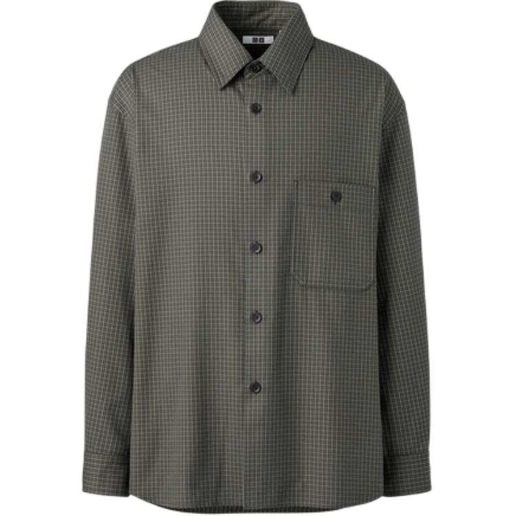 UNIQLO Shirts Unisex Olive Lapel Moderate