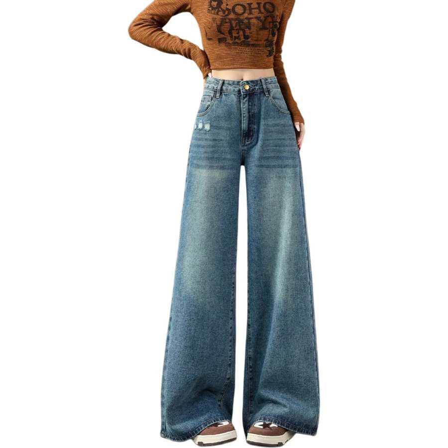 Tonlion Jeans Women's Light Blue Moderate Wide Leg Pants
