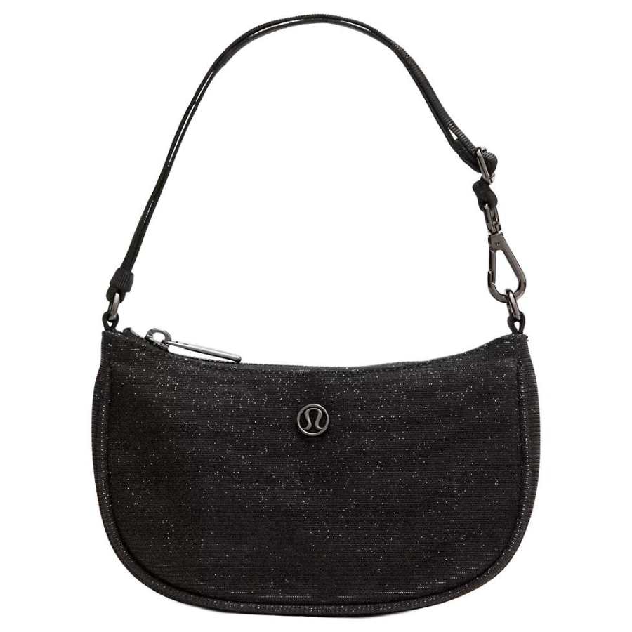 Lululemon Metal Blend Polyester Shoulder Bag Mini Women's Black & Gunmetal Gray