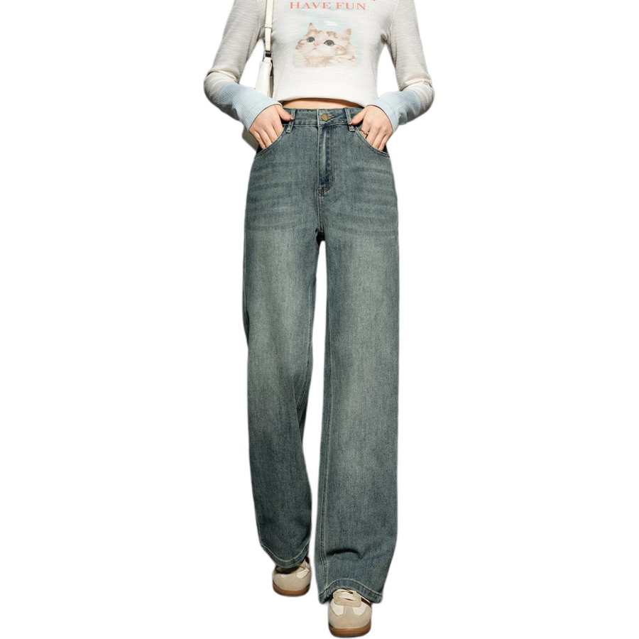 Tonlion Jeans Women's Light Green Moderate Straight Fit Pants