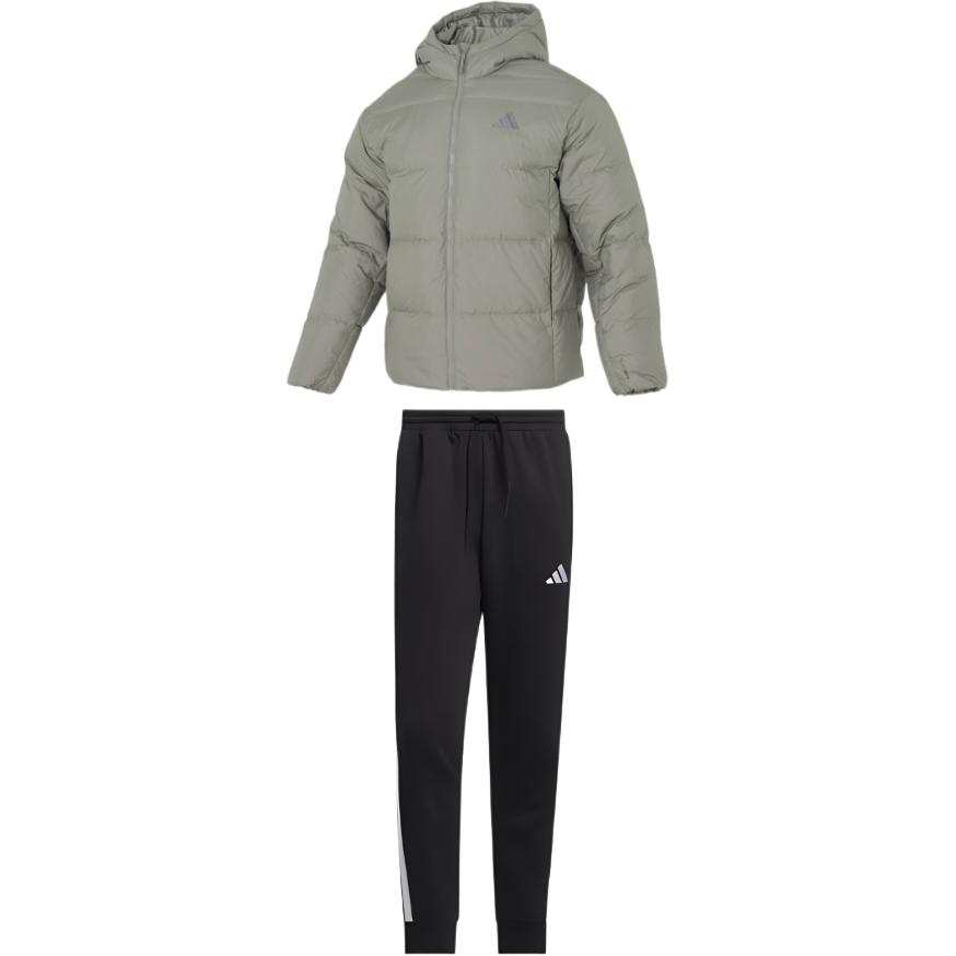 Adidas Adidas Casual Sportswear Men's Set Light Green Top+Black Bottom Hooded Moderate