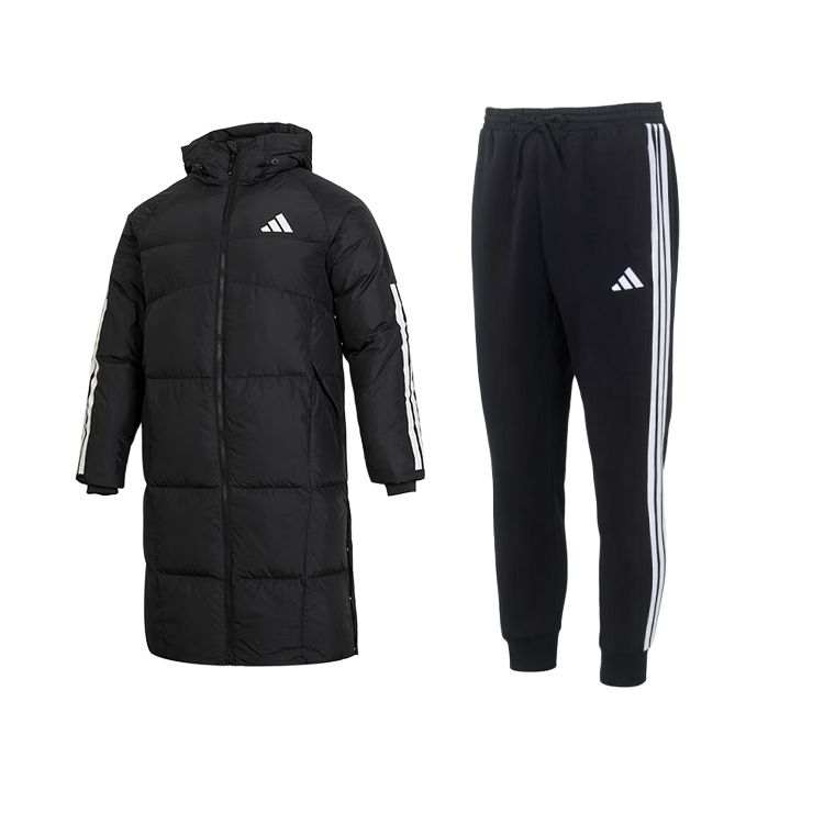 Adidas Adidas Casual Sportswear Men's Set Black Top+Black Bottom Hooded Moderate