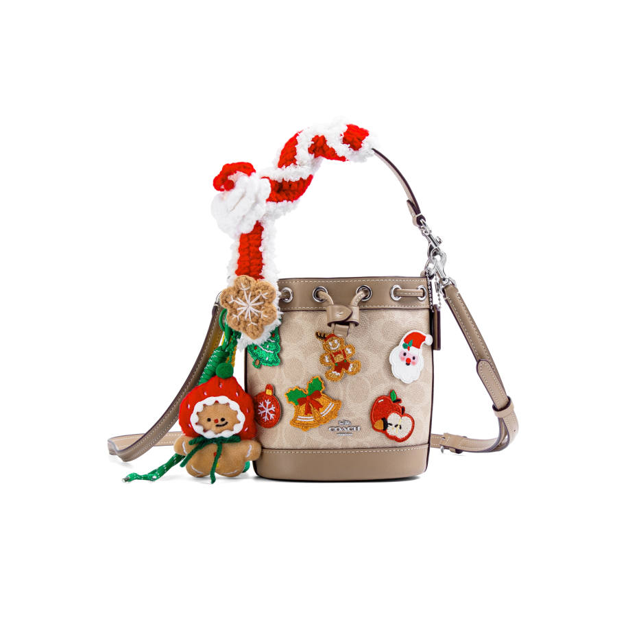 COACH Dempsey Coated Canvas Bucket Bag Handbag Mini Women's Light Khaki