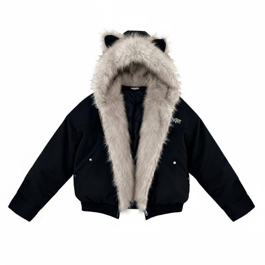 HUANQIU Puffer Jackets Unisex Hooded Fleece Lined Other