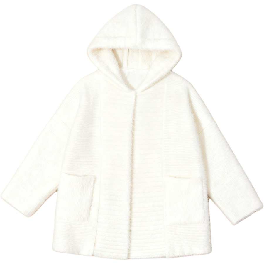 Tonlion Knitwear Women's Apricot Beige V Neck Thickened Cardigan