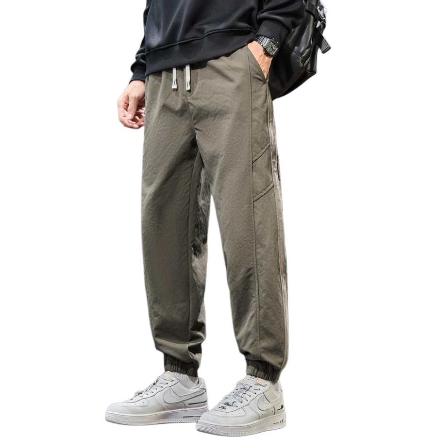 Tonlion Casual Pants Unisex Army Green Moderate Cuffed Pants