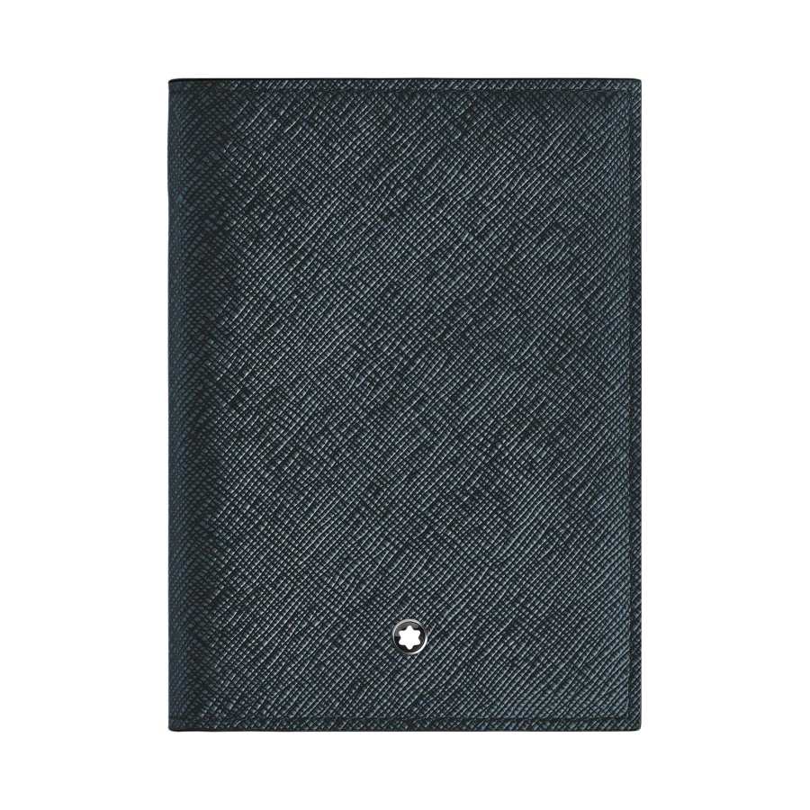 MONTBLANC Leather Passport Holder Men's Ink Blue
