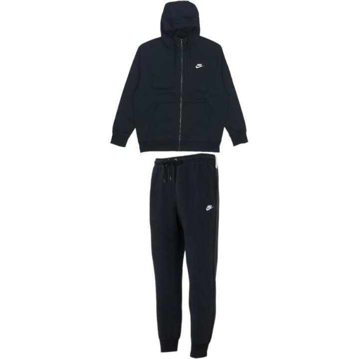 Nike Nike Casual Sportswear Men's Clothing Sets Black Top+Black Bottom Hooded Moderate