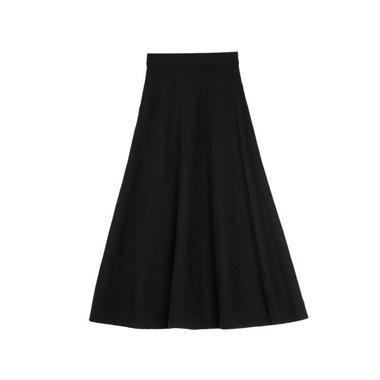 ELLE Casual Long Skirts Women's Black Moderate Mid Length A Line Skirt