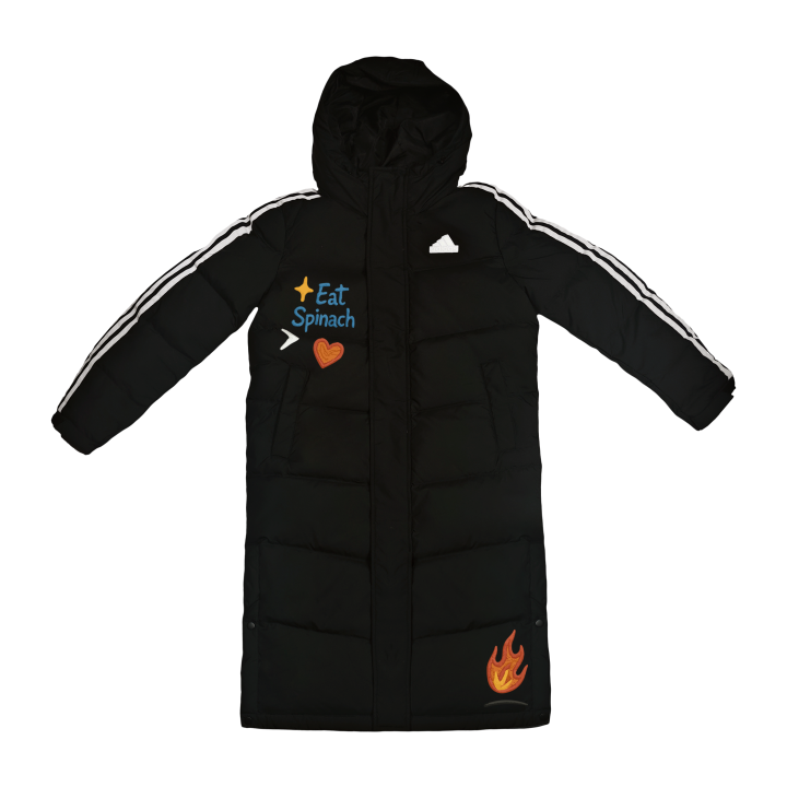 Adidas Adidas LONG DOWN Jackets Unisex Black Hooded Moderate Quilted Down Jacket