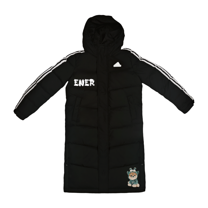 Adidas Adidas LONG DOWN Jackets Unisex Black Hooded Thickened Quilted Down Jacket