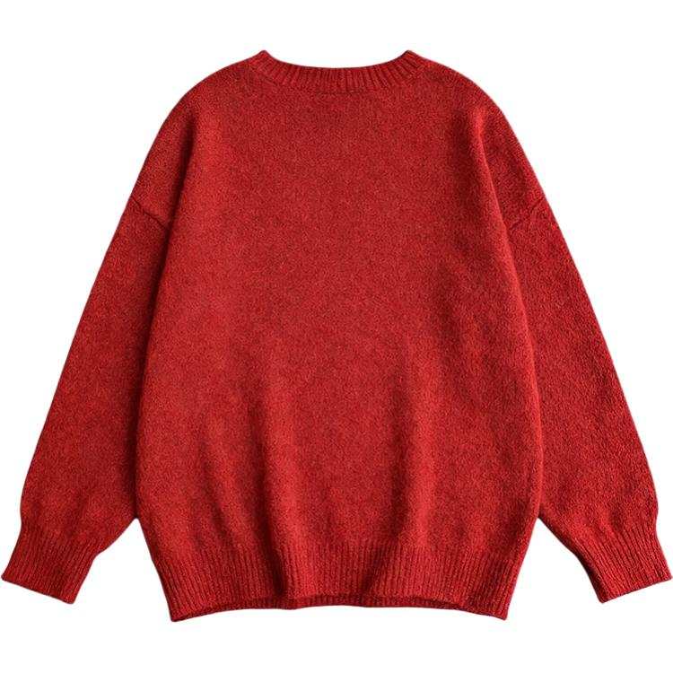 Tonlion Knitwear Women's Dark Red Crew Neck Moderate