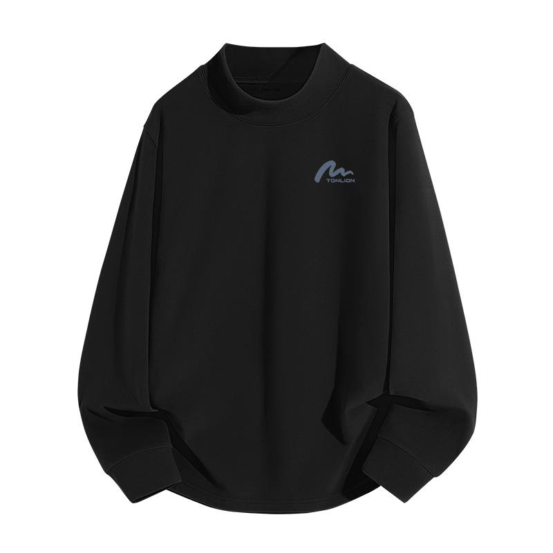Tonlion T Shirts Unisex Half Turtleneck Thickened And Fleece Lined Straight Fit