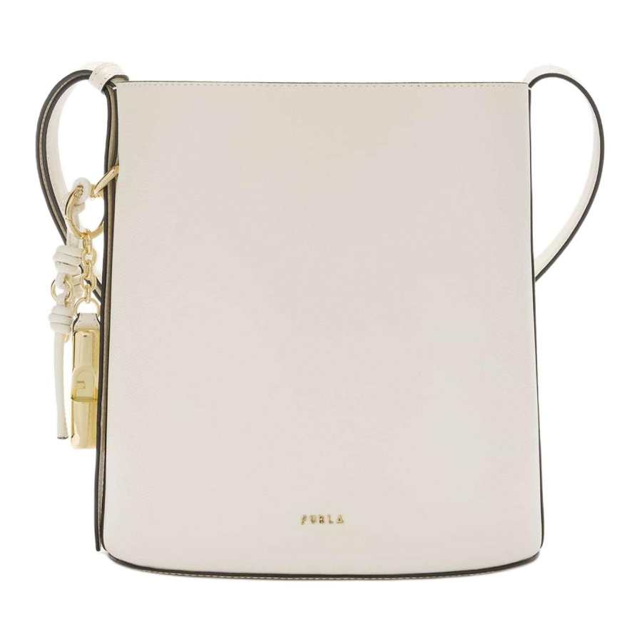 Furla Leather Bucket Bag Crossbody Bag Small Women's White