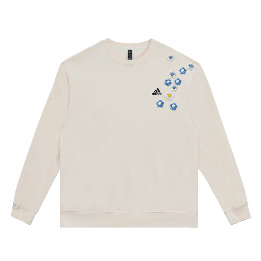 Adidas Adidas LABEL Sweatshirts Unisex White Crew Neck Moderate