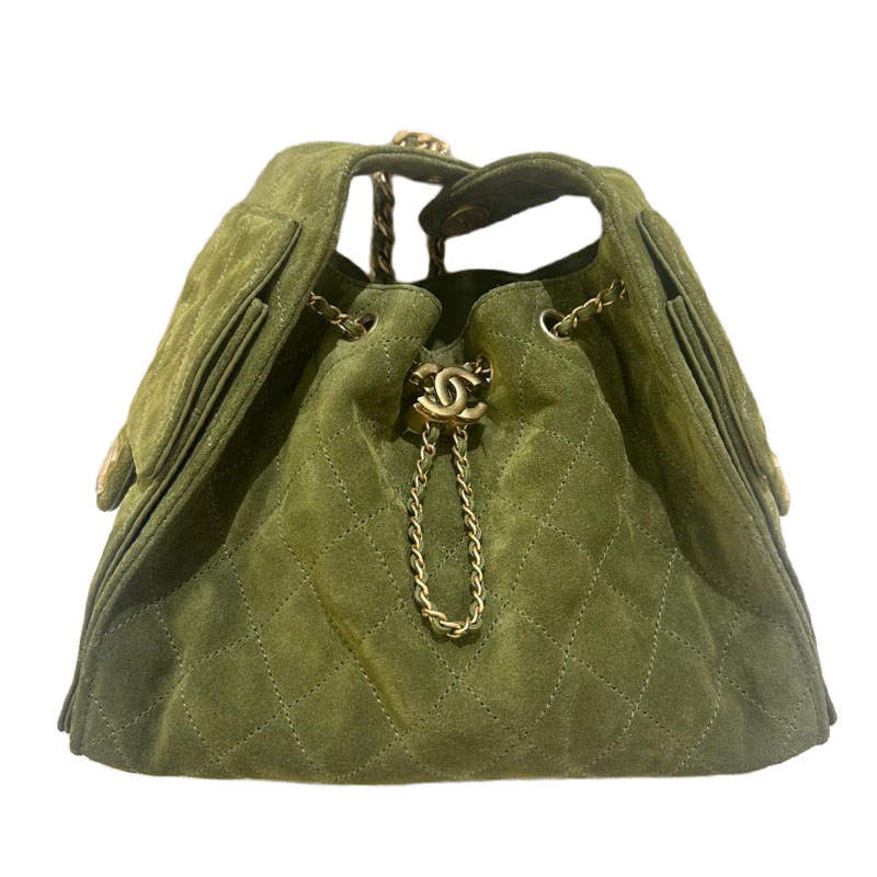 CHANEL 25Bag Cow Leather Hippy Bag Shoulder Bag Small Women's Green