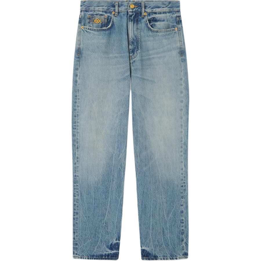 Versace Medusa buckle cotton wide-leg jeans
